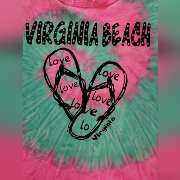 Happy Kids Virginia Beach Girls Neon tiedye sleeveless Fringe Tank Top Girl M - Picture 7 of 13